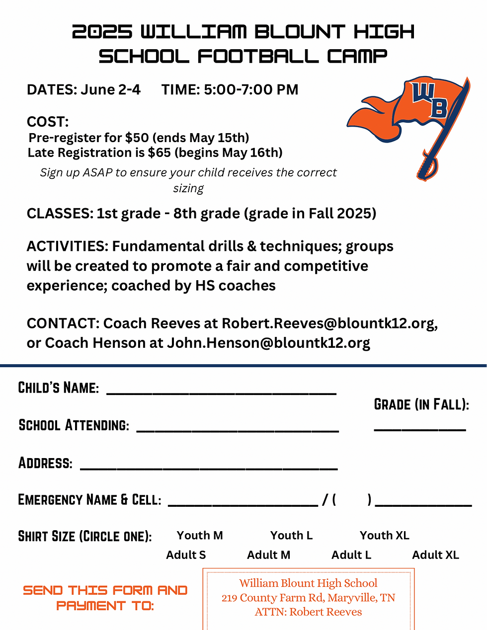 Youth camp form